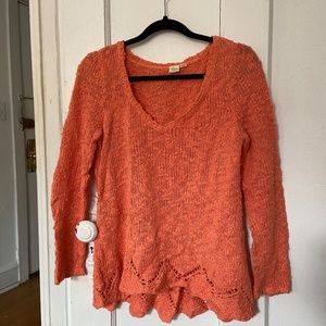 Anthropologie Coral knit sweater with detailed hem